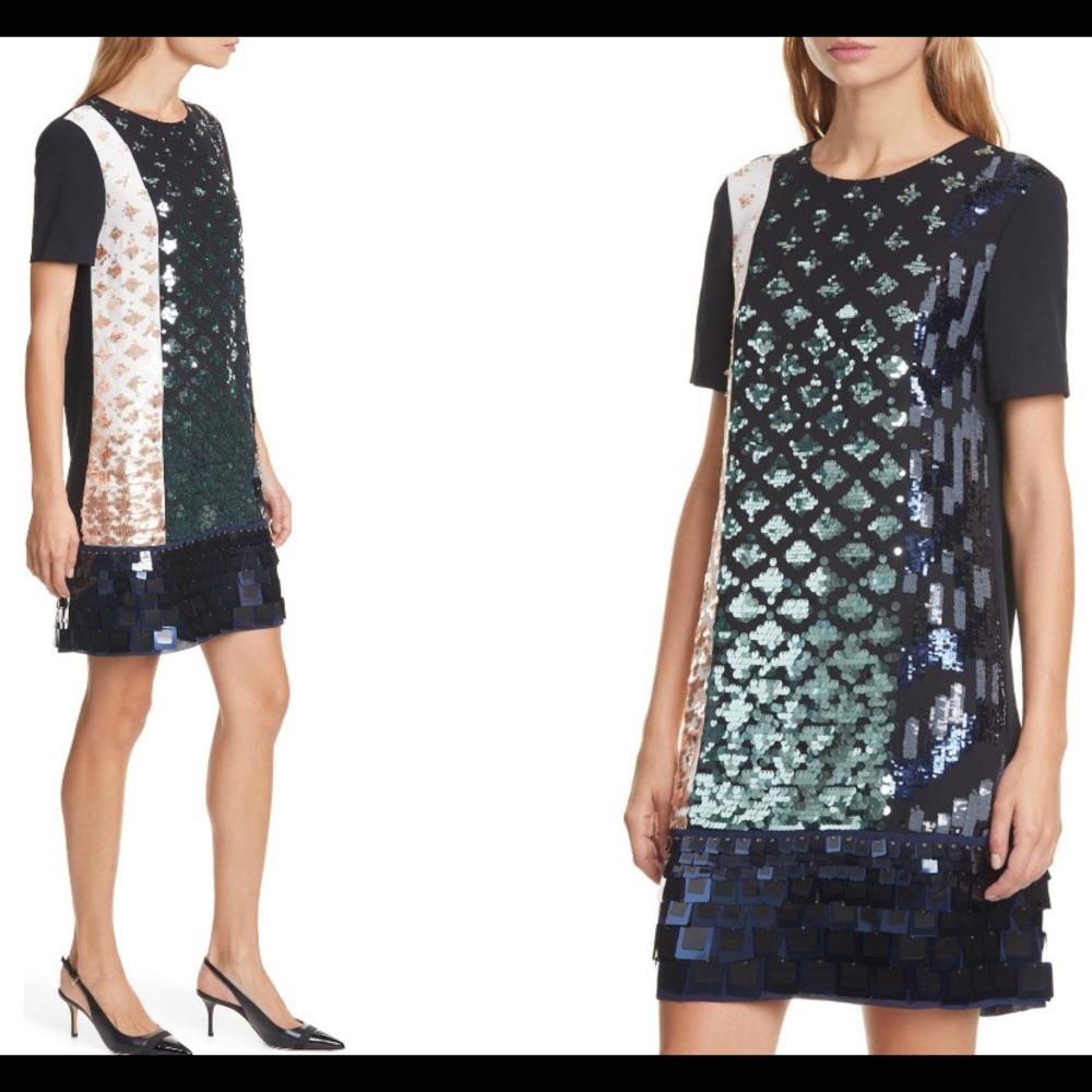 NWT Tory Burch Color block Sequin Dress - Picture 7 of 7
